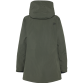 Lang grøn Didriksons Felia damejakke med hætte – flot outdoor parka i mørkegrøn set fra ryggen