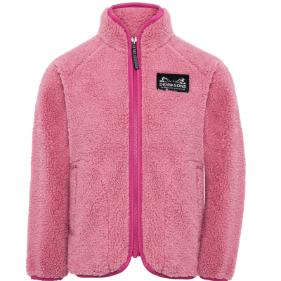 Lyserød Didriksons Gibbs teddy fleece trøje til børn i farven heather pink