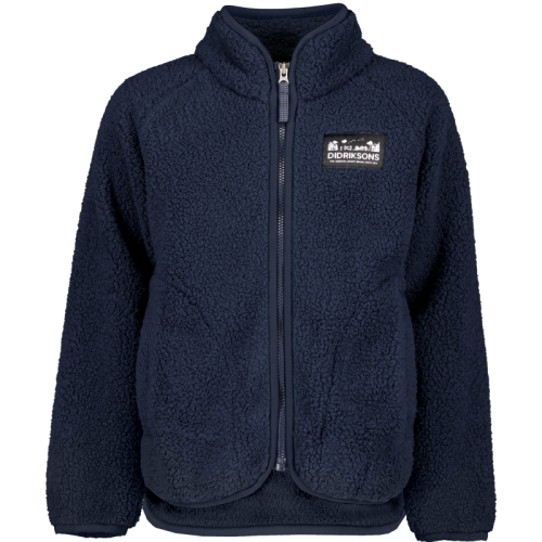 Navy blå Didriksons Gibbs teddy fleece trøje til børn