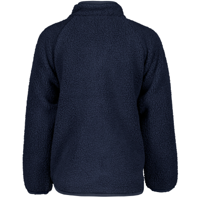 Navy blå Didriksons Gibbs teddy fleece trøje til børn set bagfra
