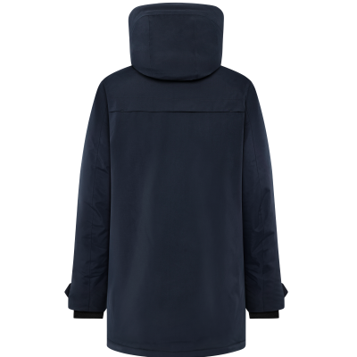 Bagside af navy Didriksons Aiden USX parka vinterjakke med hætte
