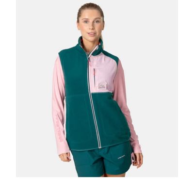 Model i blågrøn Kari Traa Emma fleecevest til damer set forfra