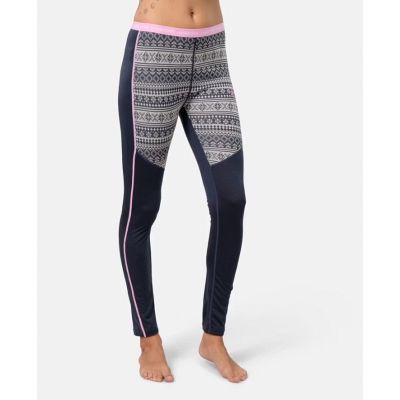 Blå Kari Traa Mina midlayerpants med lyst mønster, strikket i 100% merinould og vist på model