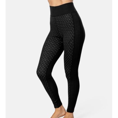 Midlayer pants i blød merinould. Kari Traa model Vilma, sorte i flot skandinavisk mønster 