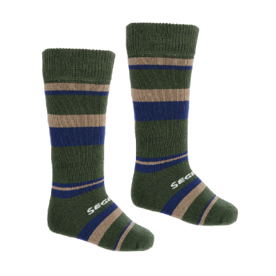 Seger Kids Stripe skistrømper i merino uld til børn dark army