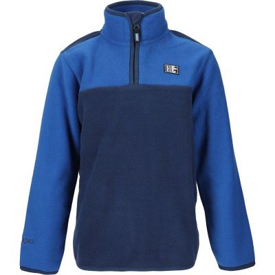 Blå ZigZag Quill fleece midlayer med lynlås i halsen til børn