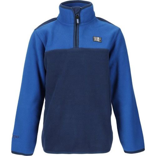 Blå ZigZag Quill fleece midlayer med lynlås i halsen til børn